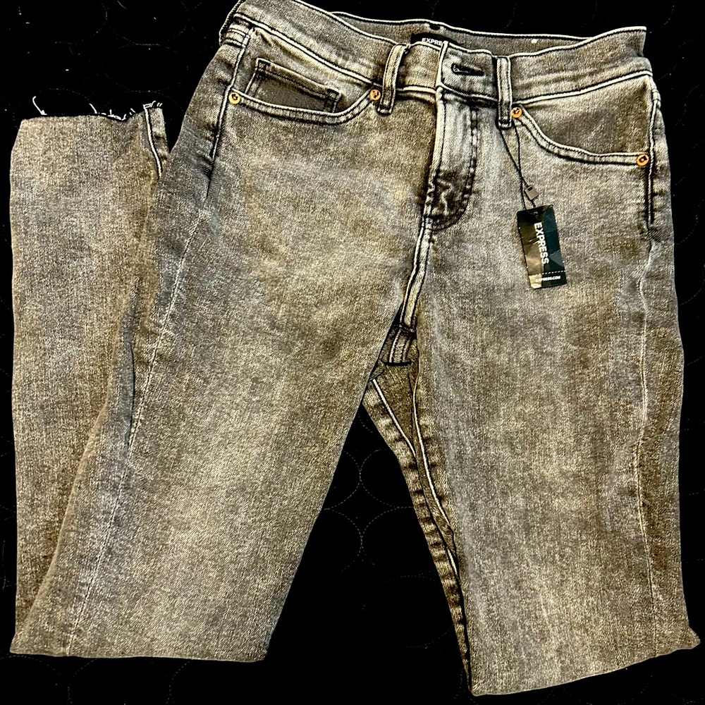 Black distressed Express jeans Size 6 Long